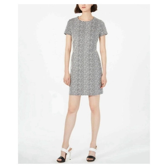 CALVIN KLEIN Womens Black Striped Short Sleeve Mini Sheath Dress Size 20W - Picture 12 of 12